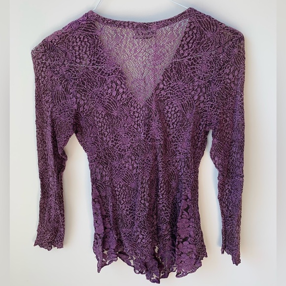Purple sheer button up blouse - Picture 2 of 3